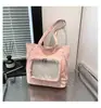 Bolsa de Tela con Cinta y Gran Capacidad, Bolso Tote Versátil de Moda para Estilo Soft Girl, Alto Valor Estético, Se Puede Usar como Bolso de Mano, Bolso de Hombro o Mochila