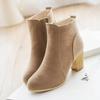 Botines cortos de talla grande para mujer AliExpress europeos y americanos de punta redonda tacón alto tacón grueso cremallera lateral botas de suela gruesa Botas Martin ventas directas de fábrica