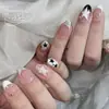 Uñas Portátiles Blancas de Media Luna Dulce Chica Cool Clásico Francés Estrella Diamante Brillante Arte de Uñas Cortas Piezas de Uñas de Hada Suave