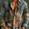Cardigan de manga larga versátil para hombre, tendencia de moda otoñal transfronteriza, con estampado 3D de estilo vintage, directo de fábrica