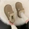 Sapatos femininos Birkenstock de sola grossa, bico fechado, fofos, estilo meio chinelo, novo estilo de inverno 2026, forrados com fleece, quentes, botas de neve Birkenstock, sapatos de algodão