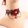 Collar de encaje negro gótico retro para mujer, estilo europeo y americano, con flores de color vino tinto y cristal, joyería para el cuello, venta al por mayor Y403