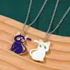 Aleación para Fundición a Presión con Galvanoplastia Personalizada Collar Creativo de Gato Luna para Pareja con Aceite Gotas Joyería con Pintura al Óleo Venta Directa de Fábrica