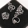 Explosiones Europeas y Americanas Moda Personalidad Retro Plata Antigua Calado Anillo de Dedo Set de 4 Anillos R1144