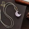 Colgante de Collar Ojo de Gato Cielo Estrellado Color Hielo Luna y Estrella, Delicada Decoración para el Cuello para Niñas, Múltiples Estilos Disponibles, Venta al por Mayor de Fábrica