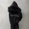 Sudadera Unisex con Estampado de Letras Hip Hop Callejero Gótico Subcultura Americana Transfronteriza con Cuello de Piel al por Mayor