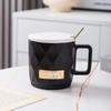 Taza de Cerámica Personalizada estilo Nórdico Simple de Alto Valor con Tapa y Cuchara para Taza para Beber de Oficina para Hombres y Mujeres