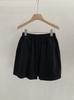 Calça Casual Elástica Omalai de Cintura Alta para Mulheres Outono Estilo Coreano Versátil Cor Lisa Algodão Lavado Calça Wide-Leg Shorts 4766