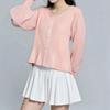 Camisa Retro Francesa de Color Contrastante con Cuello Redondo y Manga Acampanada para Mujer Primavera y Otoño 2026 Nuevo Estilo Dulce y Delgada Top con Aspecto Adelgazante