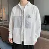 Camisa Masculina Outono Fashionável Personalizada Patchwork Versátil Listrada para Adolescentes, Tendência Solta Confortável Casual