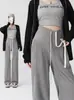 Pantalones de maternidad para primavera y otoño, pantalones casuales de punto de pierna ancha para uso al aire libre, pantalones largos de cordón de cintura baja primavera-verano, pantalones rectos de primavera Yamamoto