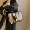 Yuezhi 2026 Verano Nuevo Bolso Tote de Gran Capacidad con Patrón Tejido, Bolso de Hombro Versátil Vintage, Bolso de Hombro de Moda para Mujer