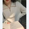 Estilo coreano otoño e invierno Nuevo estilo simple todo a juego suéter con cremallera para mujer prenda exterior holgada top estilo occidental suéter de manga larga moda