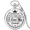 Comercio exterior transfronterizo venta caliente al contado PARA MI HIJO grabado vintage conmemorativo de cuarzo regalo reloj de bolsillo redondo al por mayor