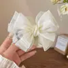 Pinza para el pelo de malla con lazo estilo coreano para mujer, pinza de garra para moño en la parte trasera de la cabeza, pasador para coleta baja, tocado de alta calidad, diario