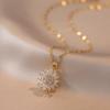 Collar de girasol para mujer, estilo japonés-coreano, recién llegado, con incrustaciones de diamantes, anillo giratorio para clavícula, joyería de cadena.