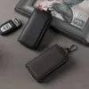 Bolsa de chave com zíper grande capacidade masculina pendurada na cintura couro bolsa de cartão feminina universal carro fivela de chave multifuncional atacado