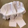Pijama largo de manga larga y pantalón largo rosa dulce estilo coreano para mujer, adecuado para primavera, otoño e invierno, hecho de material cálido de felpa, un conjunto fino de felpa para estar en casa