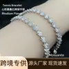 Bestseller transfronterizo S925 plata de ley lujo ligero alta gama moda trendy fila única incrustado forma de corazón moissanita pulsera de tenis