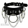 Estilo europeo y americano transfronterizo, cuello de PU audaz y exagerado, collar con anillo O estilo punk para discoteca, cadena para la clavícula, accesorio para el cuello, venta al por mayor