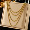 Collar Colgante Redondo de Moda para Mujer Cadena Apilable de Doble Capa Retro Acero Inoxidable Chapado en Oro Cadena para Clavícula con Sentido de Alta Gama