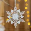 Flocos de Neve de Natal Flocos de Neve de Árvore de Natal Flocos de Neve Acrílicos Transparentes Flocos de Neve Dourados Pingentes de Decoração de Janela
