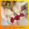 Sapatos Casuais Azuis Fofos e Confortáveis com Solas Grossas, Sandálias Fechadas, Tamancos Doces com Laço para Mulheres, Novo Modelo Verão 2026