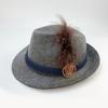 Sombrero de Jazz Verde Oktoberfest Alemán Fieltro No Tejido Gris Elegante Sombrero de Fiesta de Jazz con Pluma Sombrero para Actuación