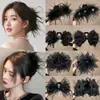 Nuevo 2025 Pinza de Tiburón con Pluma de Avestruz Pinza Grande de Garra de Pluma Corona Alta Parte Superior de la Cabeza Accesorio para el Cabello para Realzar el Volumen Lujo Ligero