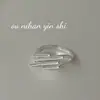 Anillo de Plata de Ley S925 Ounihan de Cuatro Capas con Estilo Minimalista, Diseño de Cruz y Diseño Abierto Único para Hombres y Mujeres