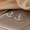 Aretes de botón cuadrados redondos con cuentas para mujer plata esterlina S925 aretes de una o dos piezas simples elegantes que combinan con todo aretes con montaje trasero