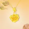 Pendente de flor de rosa de ouro de areia do Vietnã colar de alto senso corrente de clavícula banhada a ouro romântica joias vendas diretas da fábrica