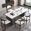 Juego de Mesa de Té y Sillas de Pizarra de Lujo Ligero, Moderno y Sencillo, Multifuncional, Adecuado para Uso Doméstico, Mesa de Té Pequeña para Balcón, Mesa Integrada para Preparación de Té de Oficina
