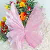 Decoração de quarto de casamento com borboleta iridescente de comércio exterior, enfeites de flor de tule tridimensional, flores de seda, roupão de casamento, decoração de parede de fundo para fotos