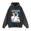 Moletom de Marca Tendência Hoodie Impresso K-Pop Com Capuz Solto Algodão Oversize High Street Gola Redonda Moletom Flor Frita
