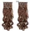 Extensões de Cabelo Sintético Estilo Europeu e Americano, 16 Presilhas, Conjunto de 7 Peças para Mulheres, Fibra de Alta Temperatura, Presilhas de Cabelo Longo Cacheado, Estilo Europeu e Americano