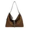 Bolsa tote simples de camurça para mulheres, nova moda 2026, bolsa de ombro de grande capacidade