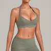 Sujetador de yoga transfronterizo con escote en V pronunciado, cuello halter y hermoso diseño en la espalda, ropa interior deportiva transfronteriza para correr y fitness para mujer 7229