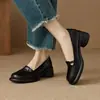 Zapatos de mujer de tacón alto gruesos de cuero suave, corte bajo, nuevos zapatos Mary Jane otoño 2026, punta redonda, zapatos slip-on retro franceses