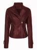 Chaqueta de Piel Sintética para Mujer con Cuello Solapa y Cremallera, con Mangas Acolchadas de Algodón que Resaltan la Figura