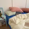 Juego Fresco de Algodón de Cuatro Piezas Estilo Ins Verde Lima, Juego de Sábanas de Tres Piezas de Algodón 100% con Diseño de Cuadros y Bloques de Color para Estudiantes