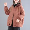 2026 Invierno Nuevo Estilo Coreano Holgado Talla Grande Patrón de Diamantes con Capucha Acolchado Moda Grueso Casual Abrigo de Algodón para Mujer