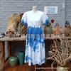 ¡Autorización! Vestido Corto Tie-Dye Índigo Artístico de Dalí con Ceñidor en la Cintura, Vestido Largo para Niñas Mayores y Niños