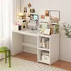 Mesa de Canto para Computador Estilo Creme Estante Mesa de Estudo Integrada Cômoda de Quarto Mesa para Casa Dois em Um Gabinete