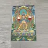 Thangka Bordado Antigo de Amitabha Buda para Sala de Estar e Escritório, Tapeçaria Decorativa de Brocado da Tara Branca Pintura Pendurada, Versão Vertical para Hall de Entrada