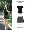 Conjunto de Verano para Mujer: Camiseta con Hombros Normales, Pantalones Cortos de Trabajo, Falda, Conjunto Casual de Dos Piezas de Manga Corta, Ropa Deportiva de Verano, Moda de Verano para Mujer