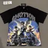 Comércio Exterior Transfronteiriço Atacado Nova Marca Tendência Estilo Americano Camiseta 280g de Manga Curta para Homens e Mulheres com Strass Estampado, Caimento Solto Manga Meia