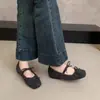 Sapatos de Lã Quadrados e de Boca Rasa para Mulheres 2026 Primavera e Verão Novos Estilo Coreano Laço Francês Sapatos Planos Mary Jane