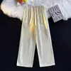 Calças Casuais Masculinas de Cor Sólida com Design de Bolso Grande Simples Soltas de Perna Larga Versáteis para o Dia a Dia Cintura Elástica Perna Reta Calças Longas