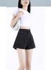 Shorts de Mezclilla Negros Estilo Ins de Chica Caliente para Mujer con Diseño de Lunares Florales Delgados de Cintura Alta Pierna Ancha Línea A Pantalones Cortos de Verano